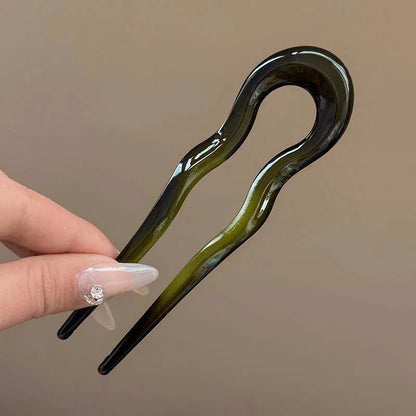 U-Shaped Hair Fork Fashion Tortoiseshell Acetate Hairpin Geometric Design Headwear Hair Sticks Women Girls - 04