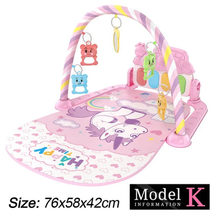 Baby Fitness Stand Music Play Gym Activity Toys Newborn Piano Crawling Blanket Pedal Game Pad Early Education 0-36 Months Gif