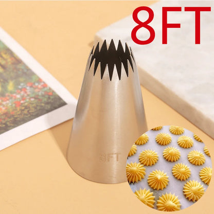 7FT 8FT 9FT Cake Decorating Tips Set Russian Open Star Piping Nozzles Tips Cupcake Cookies Icing Piping Pastry Nozzles - 1pcs