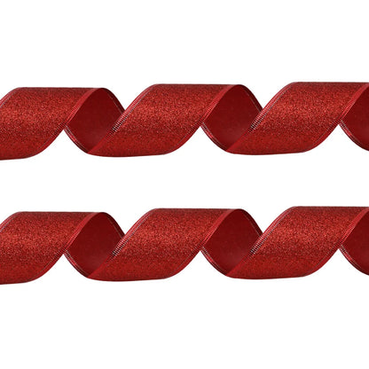200cm*6.3cm Glitter Decorative Ribbons Red Silver Gold Ribbon With Iron Wire Christmas Decoration Ribbons for Crafts Bows - R