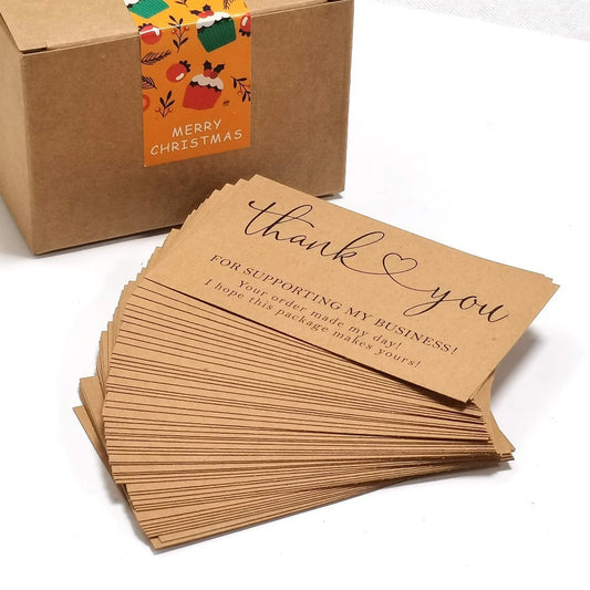50pcs Natural Kraft Paper Thank You Cards for Small Business Appreciation Enterprise Thank You For Your Order Card Greeting C