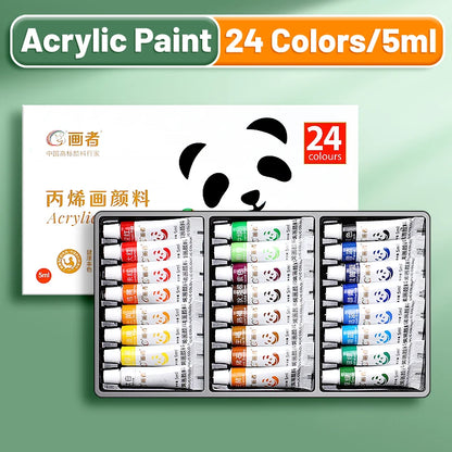 Acrylic Paint Set 12/18/24 Colors 5ml/0.17oz,Water-Proof Portable Art Rich Pigments for DlY Craft,Drawing,Painting,Canvas, Ro