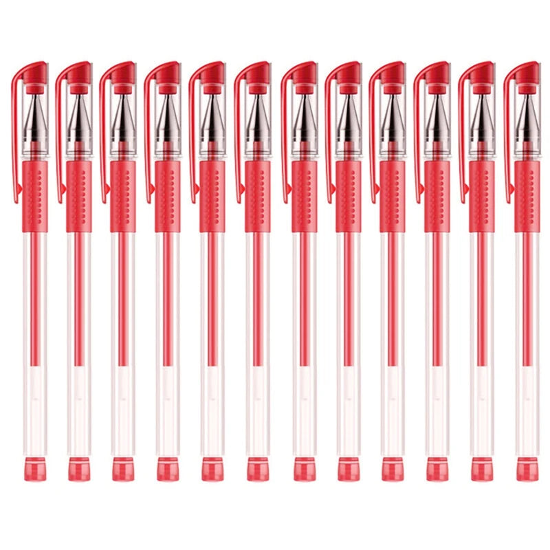 3 Gel Pens + 20 Refills Set 0.5mm Black Blue Red Ink Journal Writing School Supplies Stationery - Red-12xPens