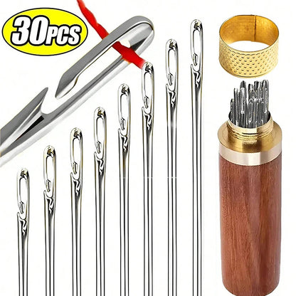 Side Hole Blind Sewing Needles Stainless Steel Elderly Needles Hand Sewing Stitching Pin DIY Home Self Threading Needle with 