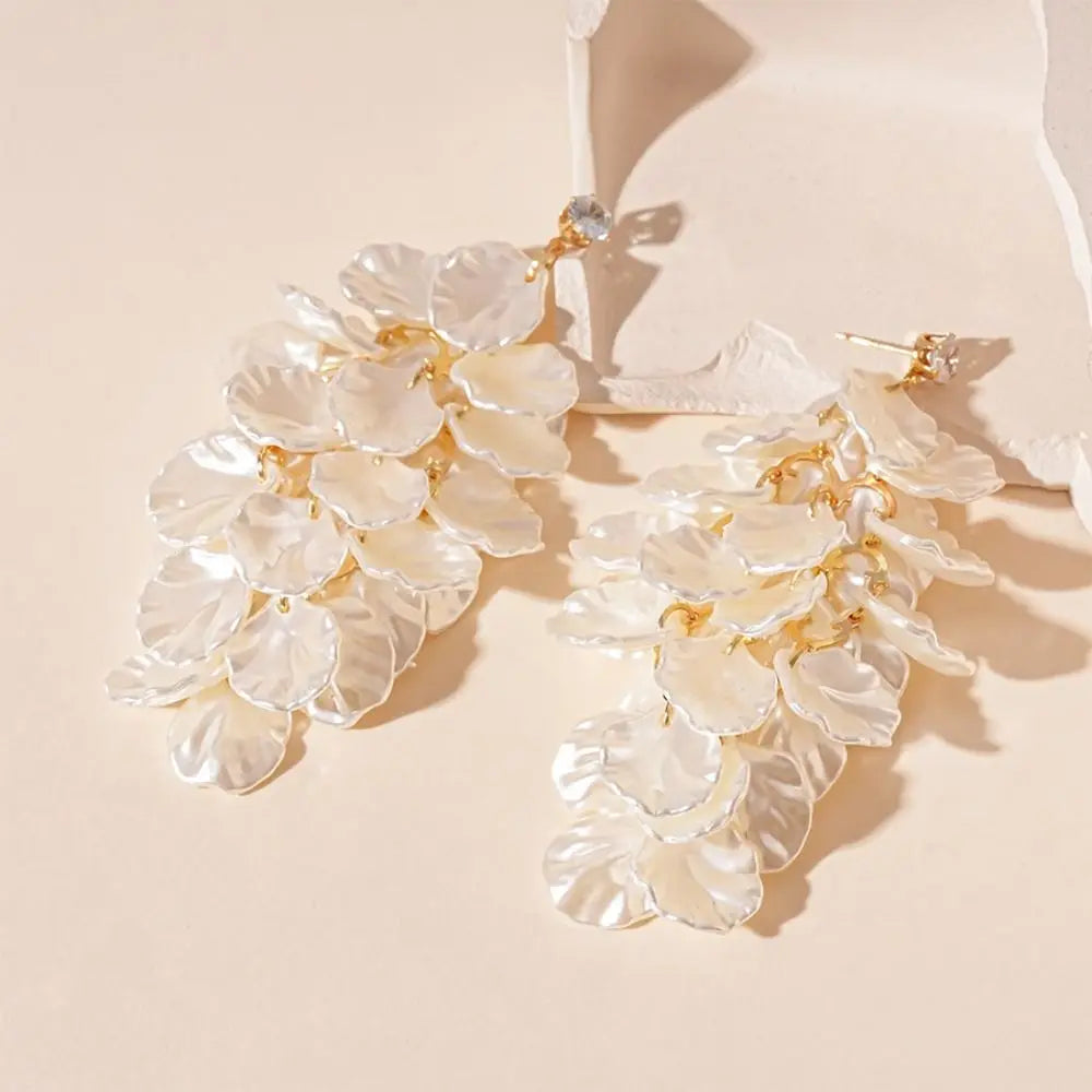 Fashion Exquisite Petals Tassel Earrings Jewelry Exaggerated Drop Earring Ornaments Luxury Vintage Earrings Party