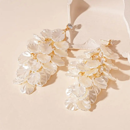Fashion Exquisite Petals Tassel Earrings Jewelry Exaggerated Drop Earring Ornaments Luxury Vintage Earrings Party