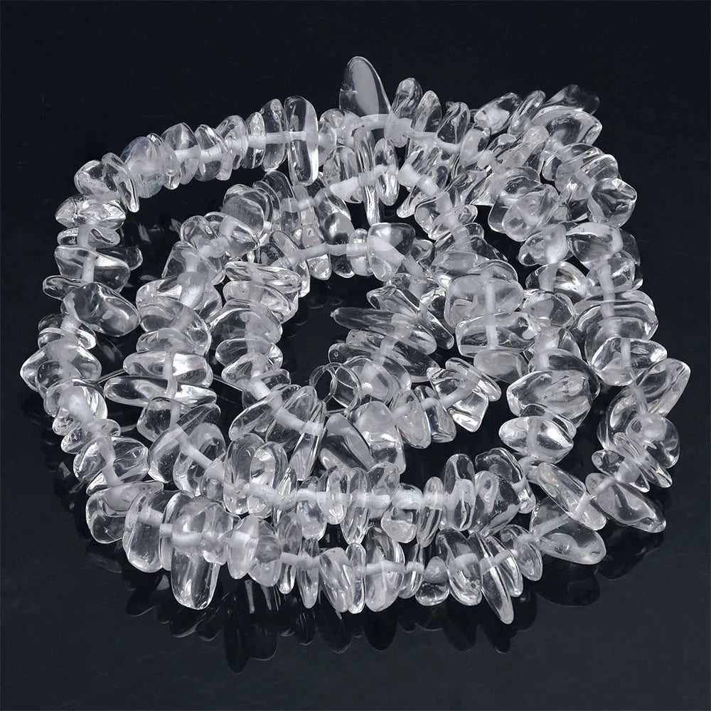 16 inch Natural Stone Beads Chips Beads 5-8mm Irregular Crystal Agate Gravel Beads Diy Bracelet For Jewelly HK058 - White Cry