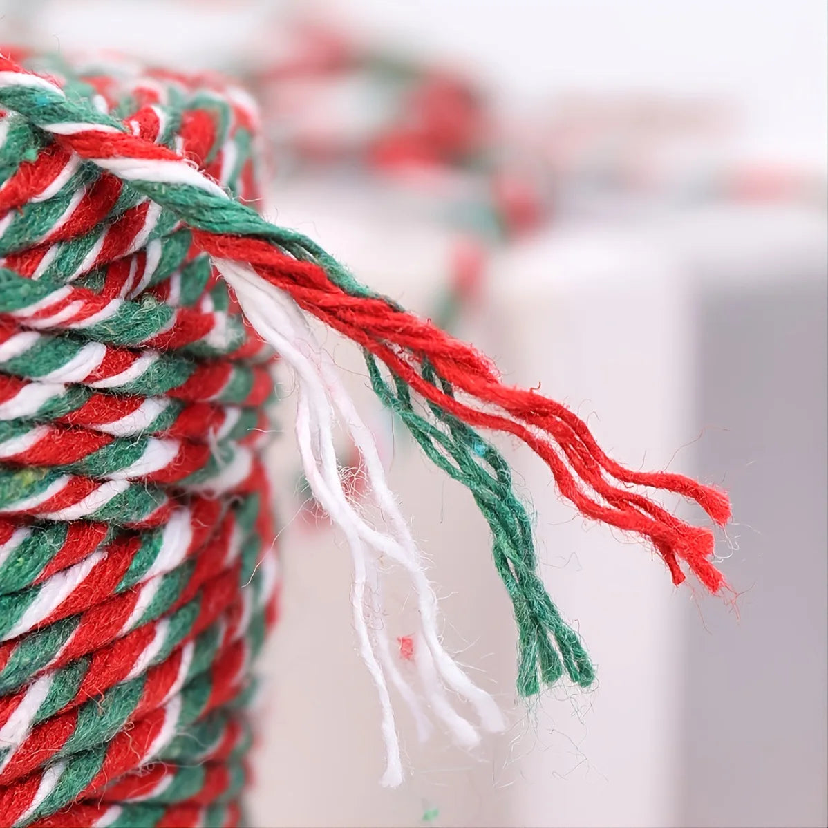 100m X 1.5mm Cotton Cords Red Green White Mixed Color Hang Tag String Rope Twine Thread DIY Gift Wrap Ribbon Christmas Decora