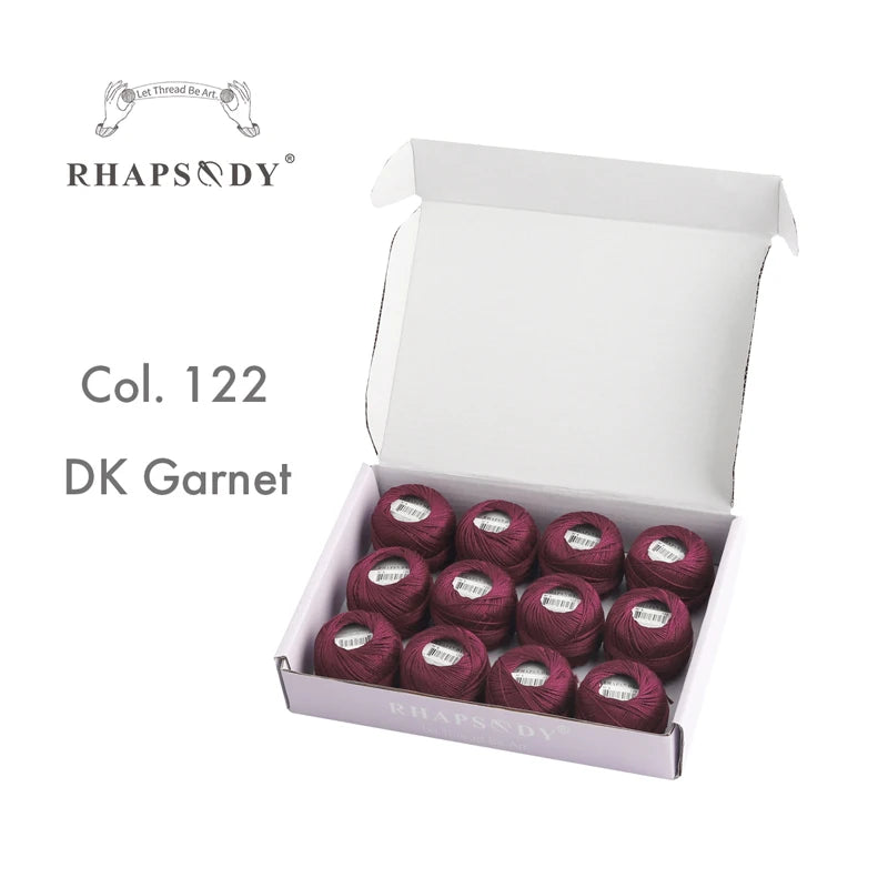 Rhapsody Size #8 Pearl Cotton Crochet Thread Embroidery Craft Needle Cross Stitch Egyptian Cotton Mercerized 12 Balls Set - 1