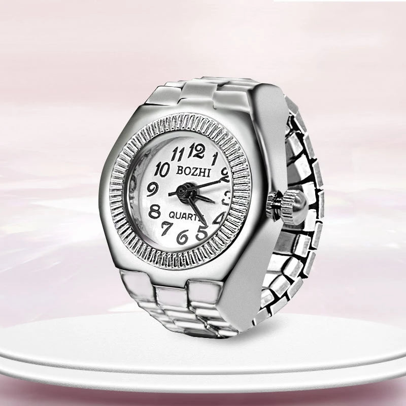 Ring Watch New Creative Alloy Shell Finger Circular Dial Couple Men And Women