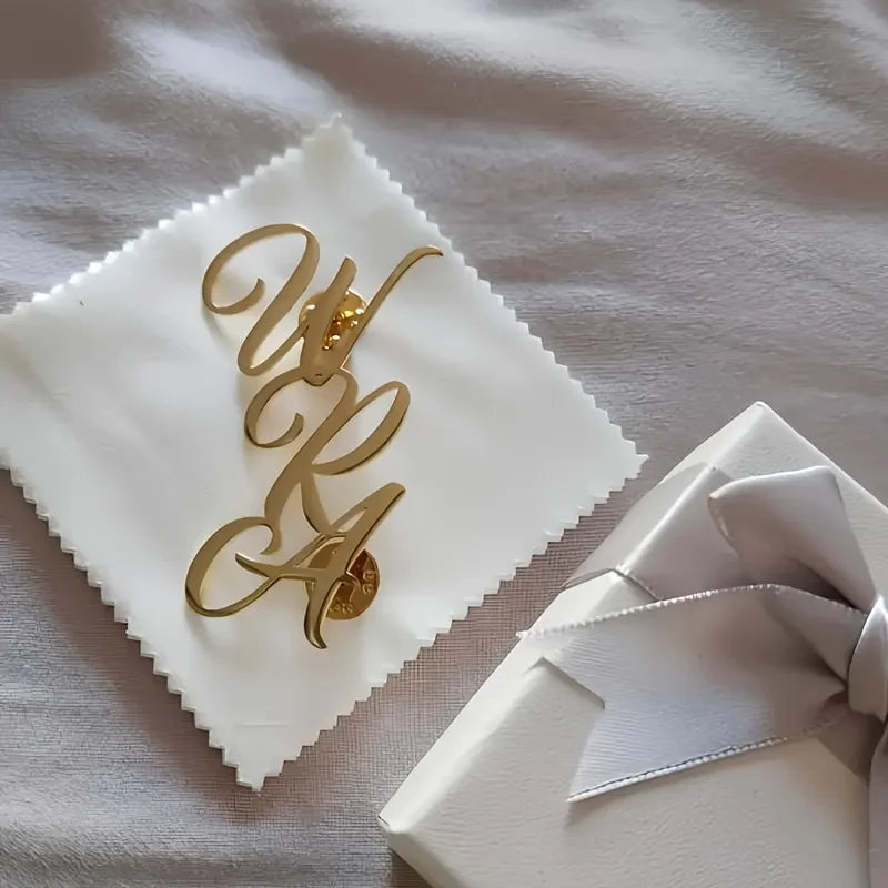 Custom Monogram Initial Name Stainless Steel Lapel Pin Personalized Brooch For Men Wedding Party Big Brooches Dad Gifts