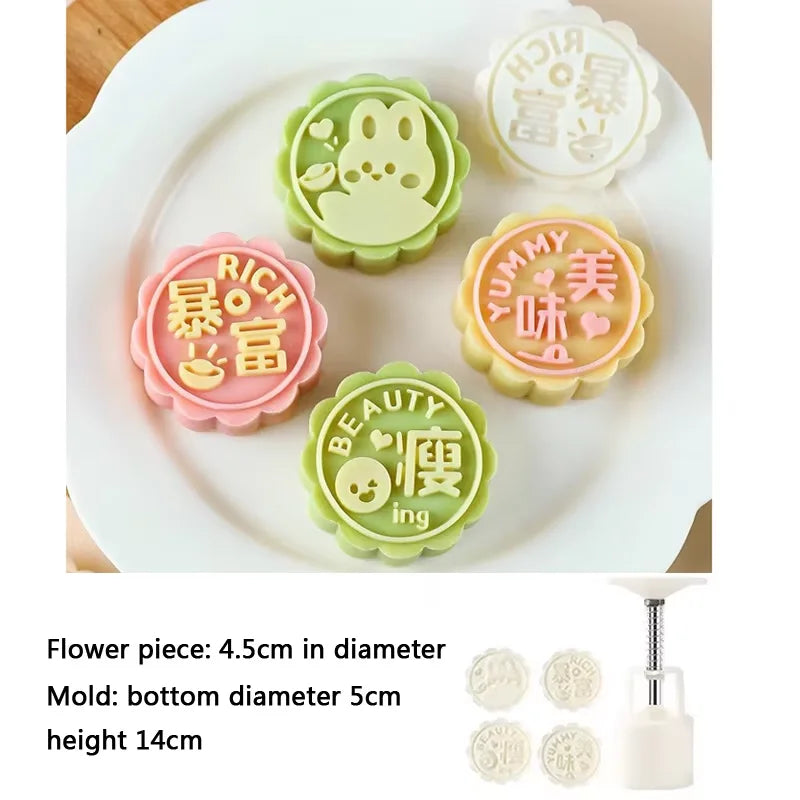 1 set DIY Mooncake Mold Plastic Hand Press Pastry Mold Hand Press Mung Bean Cake Model Pastry Embossing Make Kitchen Baking T