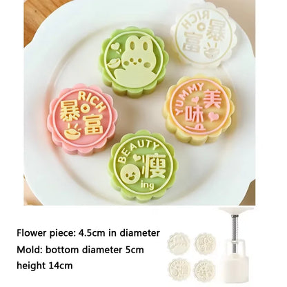 1 set DIY Mooncake Mold Plastic Hand Press Pastry Mold Hand Press Mung Bean Cake Model Pastry Embossing Make Kitchen Baking T