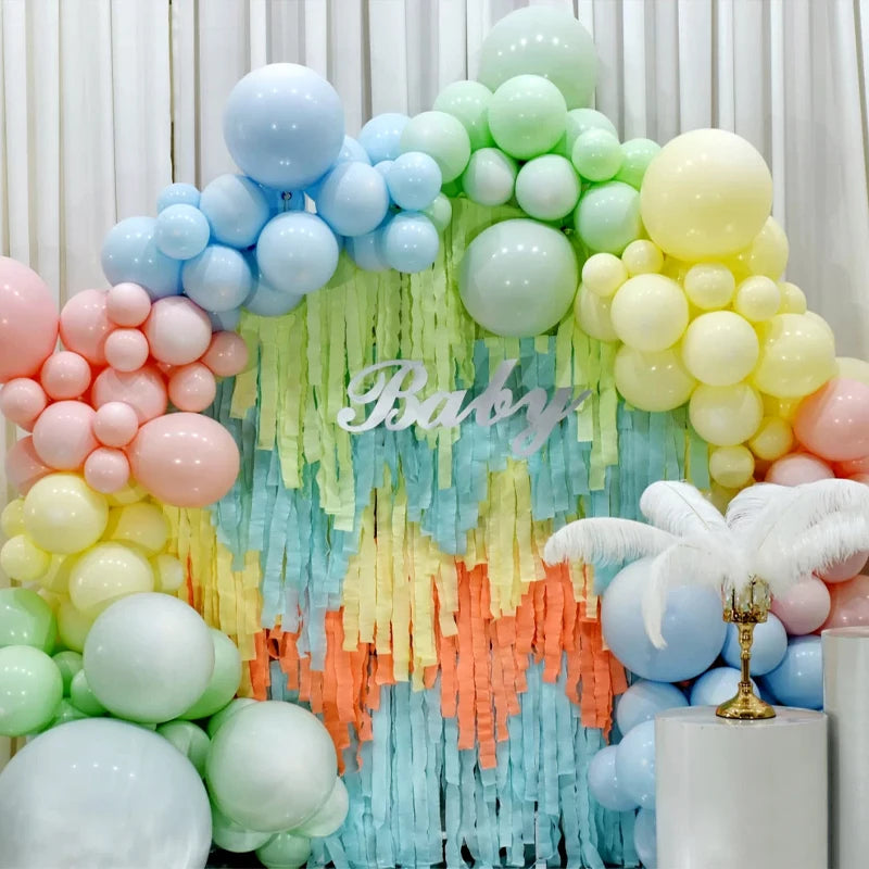 3pcs/set Rainbow Crepe Paper Streamers for Wedding Birthday Party Backdrop Decoration Colorful Paper Crepe Garland Ribbon Dec