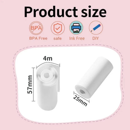 Kids Camera Instant Print Refill for Kids Instant Camera Thermal Printing BPA Free,57x25mm White Non-Adhesive Photo Print Rol