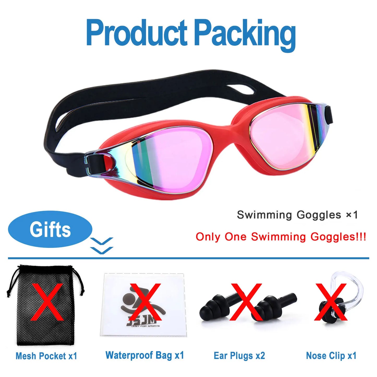 Unisex Adult Swimming Goggles – Anti-Fog Swim Glasses for Men & Women – Adjustable Silicone Waterproof Professional Swim Eyew