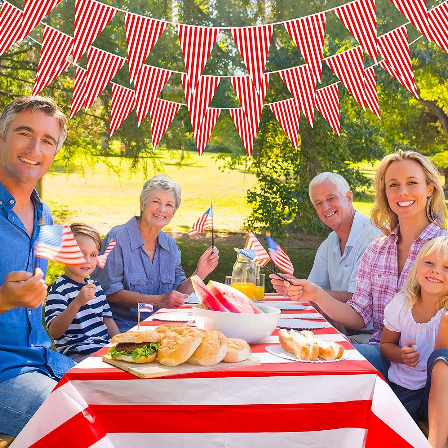 Circus Birthday Party Decor Red White Striped Disposable Tableware Sets Plates Cups PE Tablecloth Napkin Knives Forks Supplie