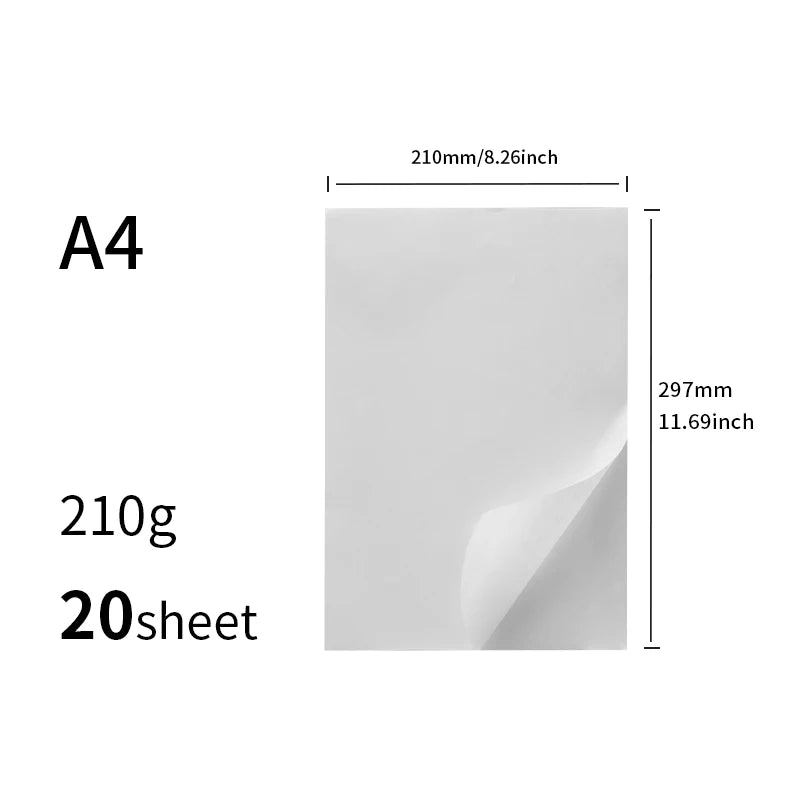 A4 Washi Paper Self-Adhesive Hand Account Material Sticker Laser Inkjet Printable Translucent DIY Japanese Paper ﻿ - 20Sheets