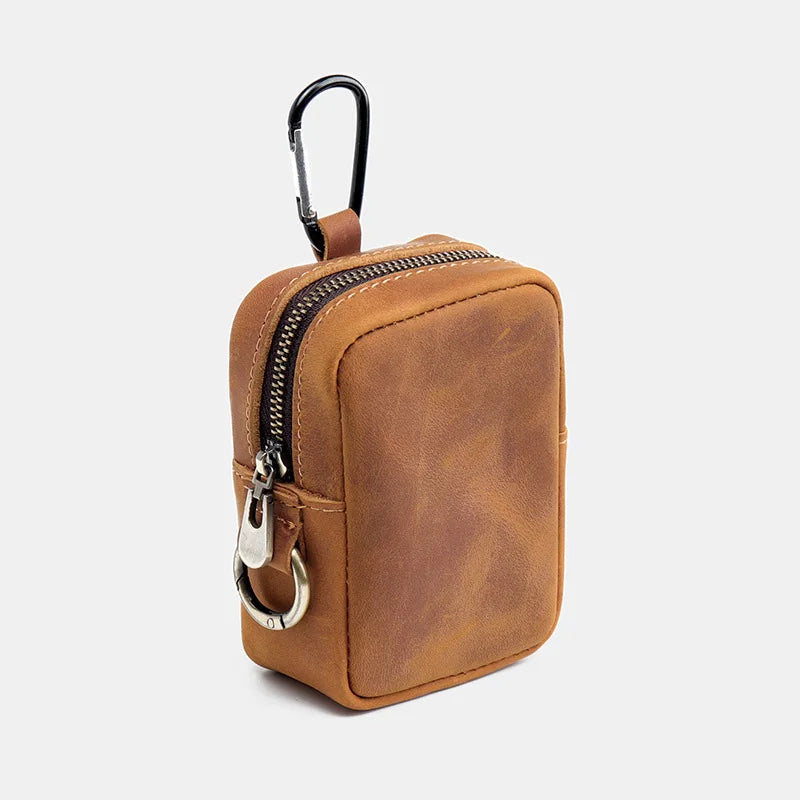 WERLLANDS Vintage Distressed PU Leather Hook Design Multi-Color Key Coin Pouch