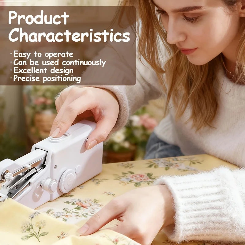 Portable Handheld Sewing Kit – Battery-Powered Fast Sewing for Fabric & Clothes, Includes Needle, Threader, Spools & Samples