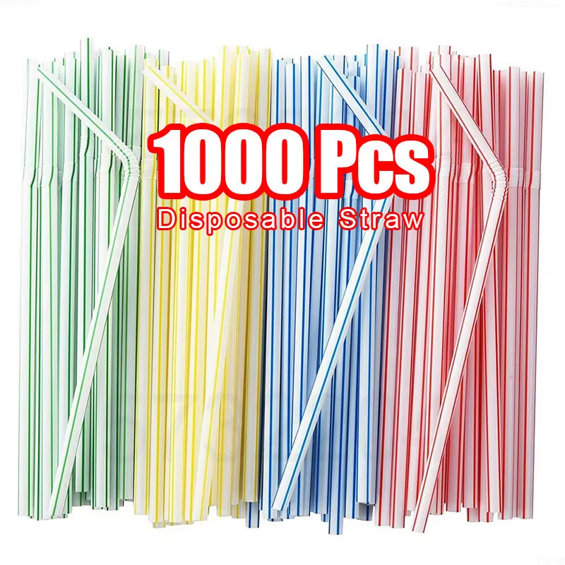 50-1000Pcs Drinking Straws Colorful & Black rietjes Flexible Wedding Party Supplies Drinking Straws Kitchen