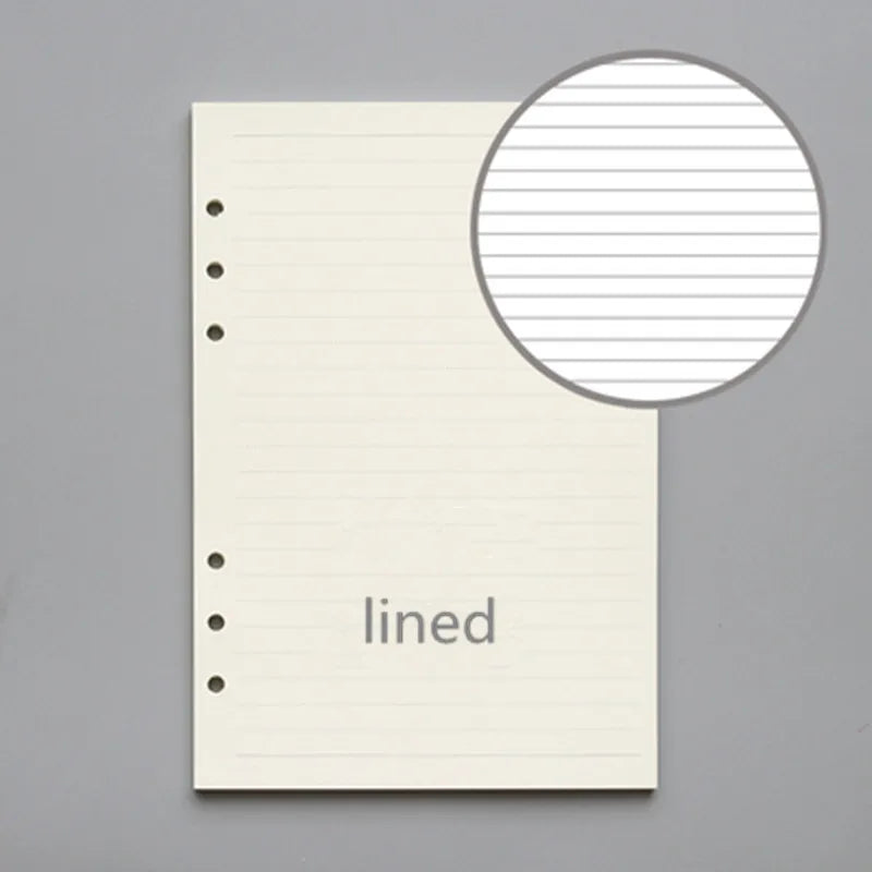 45 Sheets/90 Pages Ring Notebook Insert Refills 6 Holes Loose Leaf Papers Journals A5 A6 A7 Spiral Diary Planner Inner Core P
