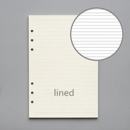 45 Sheets/90 Pages Ring Notebook Insert Refills 6 Holes Loose Leaf Papers Journals A5 A6 A7 Spiral Diary Planner Inner Core P