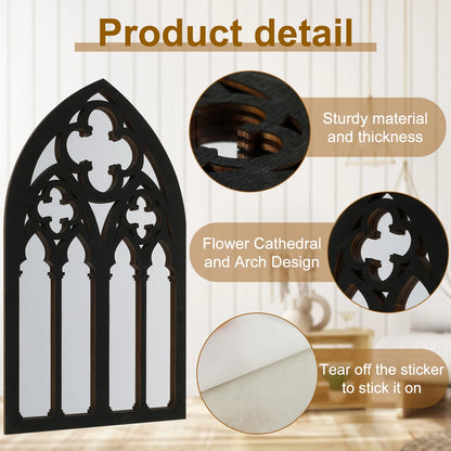 3Pcs Gothic Mirrors Wall Decor Arched Decor Mirror Wall Mounted Goth Room Decor Vintage Cathedral Window Mirror Entry Mirror
