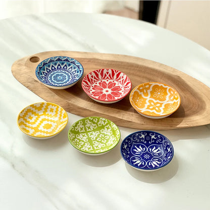6/10 Pieces of Ceramic Condiment Dishes, Bohemian Plates, Sauce Dishes, Household Soy Sauce Vinegar Spice Dishes, Suitable fo
