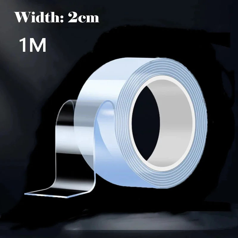 "Versatile Reusable Double-Sided Waterproof Adhesive Tape - Perfect for Kitchen and Bathroom Supplies" - 1M