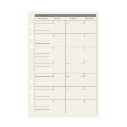 45 Pieces A5 A6 A7 6ring Loose Leaf Notebook Refill Binder Inner Page Budget Weekly Monthly To Do Line Dot Grid Paper Station