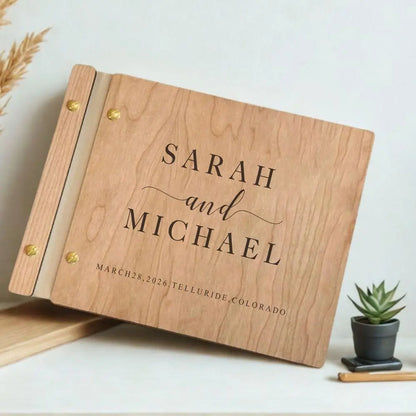 Custom Guest Book Wedding Wooden Memorial Book Mr & Mrs Signing Book Engagement Party Decor Personalized Gift Photo Album