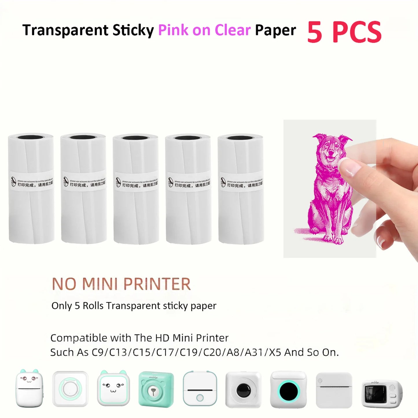 Thermal Mini Printer, Portable Inkless Sticker Maker,Bluetooth Free Cut Small Pocket Printer for Children DIY 57mm Photo Prin