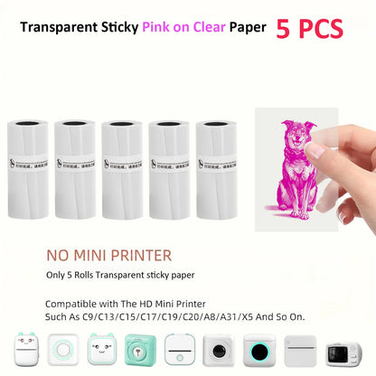 Thermal Mini Printer, Portable Inkless Sticker Maker,Bluetooth Free Cut Small Pocket Printer for Children DIY 57mm Photo Prin