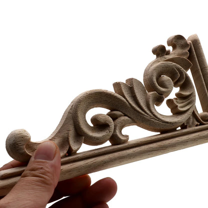 1Pc Unique Natural Floral Wood Carved Wooden Figurines Crafts Corner Appliques Frame Wall Door Furniture Woodcarving Decorati