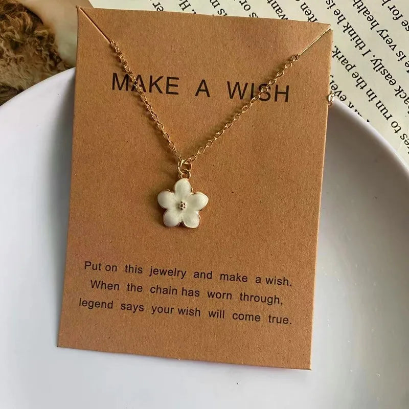 Korean Fashion Choker Necklace for Women Girl Colorful Flower Design Pendant Necklace Cute Romantic Neck Jewelry - A