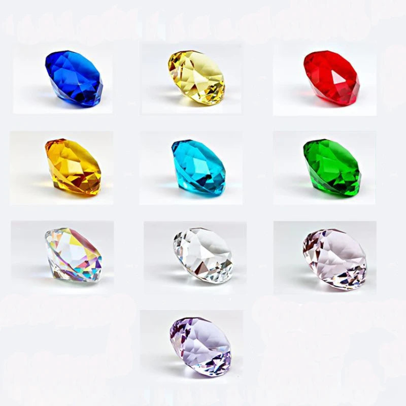 10pcs 25mm Crystal Diamond Multicolor,Home Decor Wedding Decorations for Kid Birthday Table Setting, Diamond Shaped Paperweig