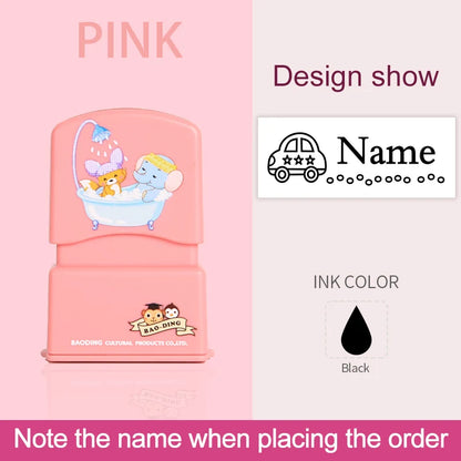 Personalized Kids Name Stamp-Custom Waterproof Seal Stamps for School,Durable Non-Fading Ink, Travel Case & Educational Tools