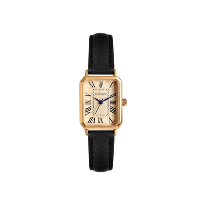 Fashion Retro Digital Dial Casual Watches Square Leather Strap Fashionable Clock Quartz Wristwatch for Women Gift - BLACK