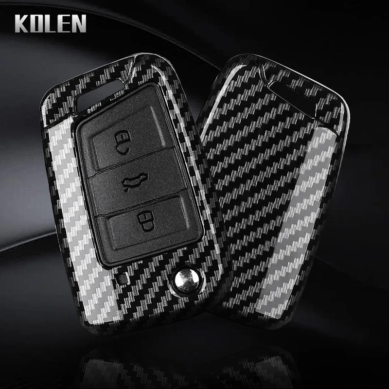 3 4 Buttons Carbon Fiber Car Key Case Cover For VW Volkswagen Golf 7 Tiguan MK2 For SEAT Ateca Leon FR 2 Ibiza For Skoda Octa