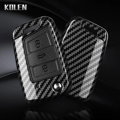 3 4 Buttons Carbon Fiber Car Key Case Cover For VW Volkswagen Golf 7 Tiguan MK2 For SEAT Ateca Leon FR 2 Ibiza For Skoda Octa