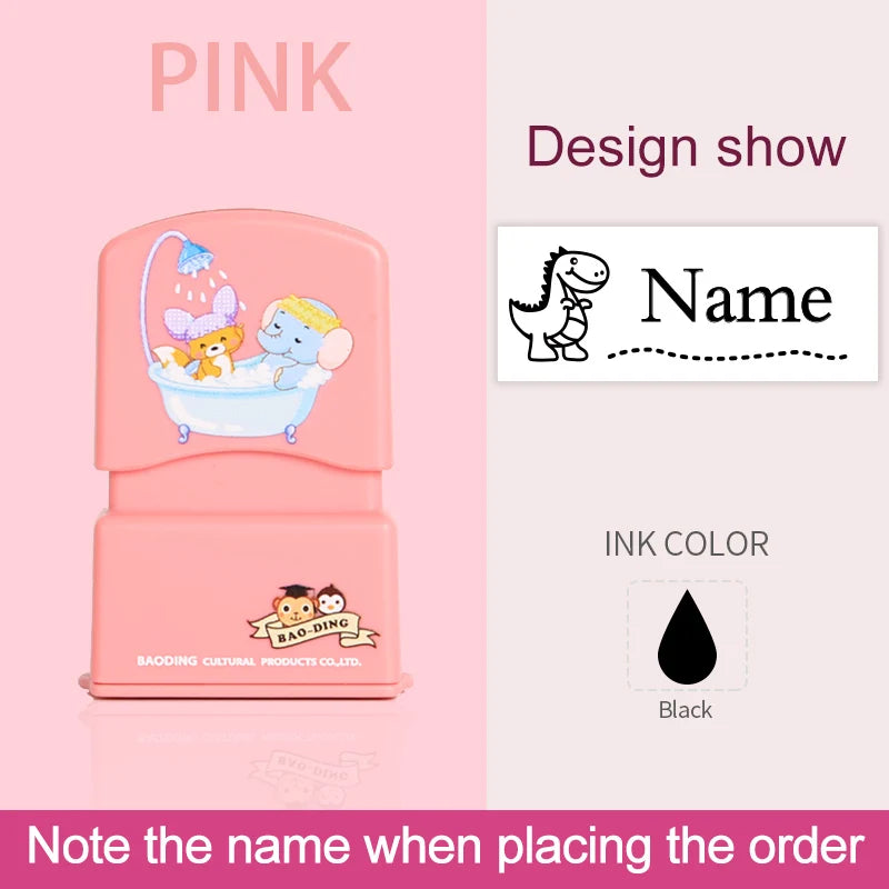 Personalized Kids Name Stamp-Custom Waterproof Seal Stamps for School,Durable Non-Fading Ink, Travel Case & Educational Tools
