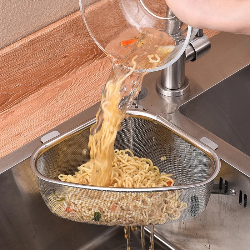 Kitchen Sink Drain Basket Stainless Steel Triangle Food Vegetables Peel Egg Filter Storage Organizer Kitchen Shelf Rack Drain