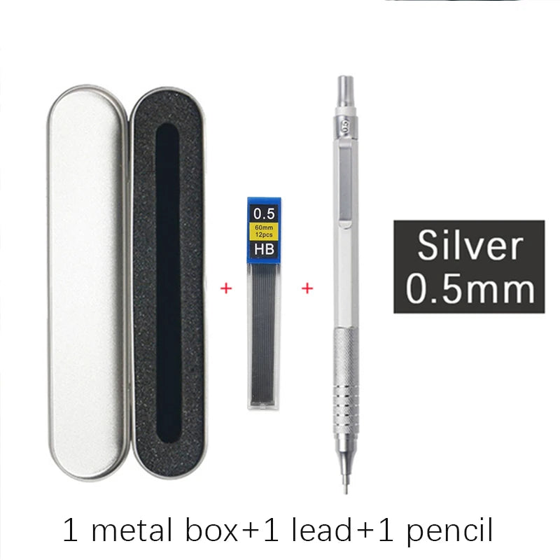 High Quality Metal Mechanical Pencils Set with Lead Refills Drafting Automatic Pencil 0.3, 0.5, 0.7, 2.0mm Pencil for Art Sup