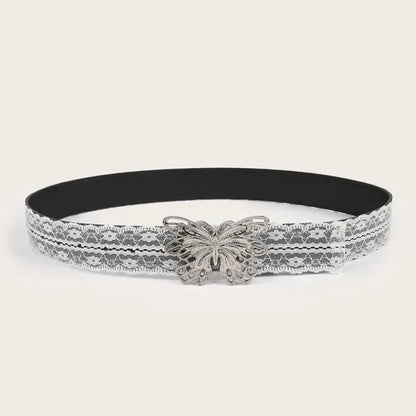 Beautiful White Floral Lace Waist Belt; Adjustable All-match Fashion Accent for Women; Casual Waist Strap Decor Accessory Gif