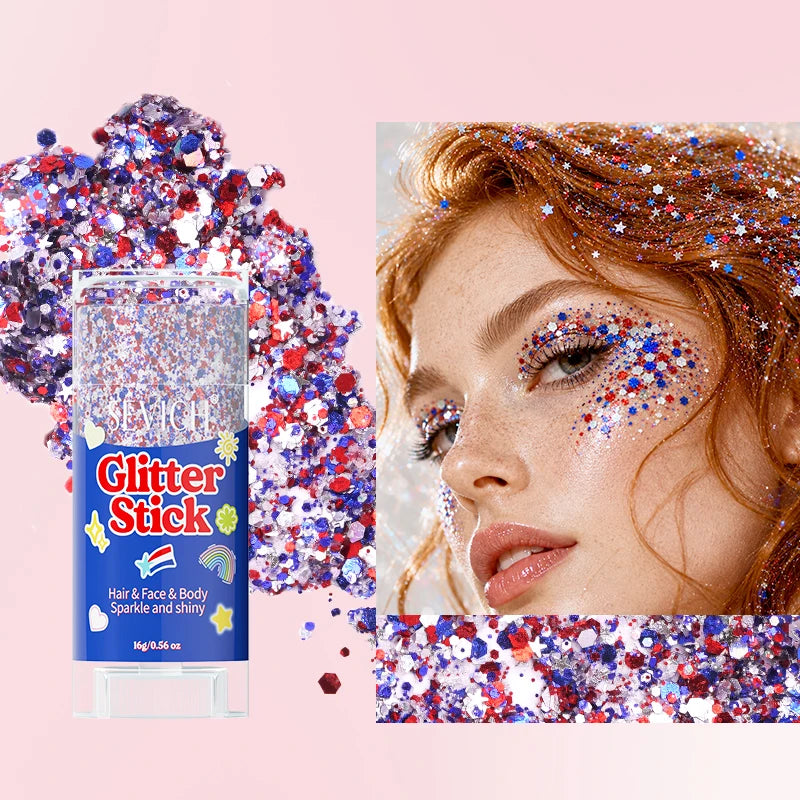 Sparkling Sequins Glitter Gel Stick Mermaid Sequin Body Glitter Gel Cosmetic Hair Glitter Festival Makeup for Christmas Party