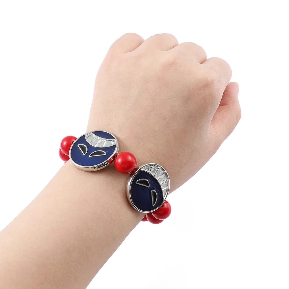 Anime Red Beads Face Bracelet Necklace, Portgas D Ace, Fashion Jewelry Accessories, Cosplay Party Gifts