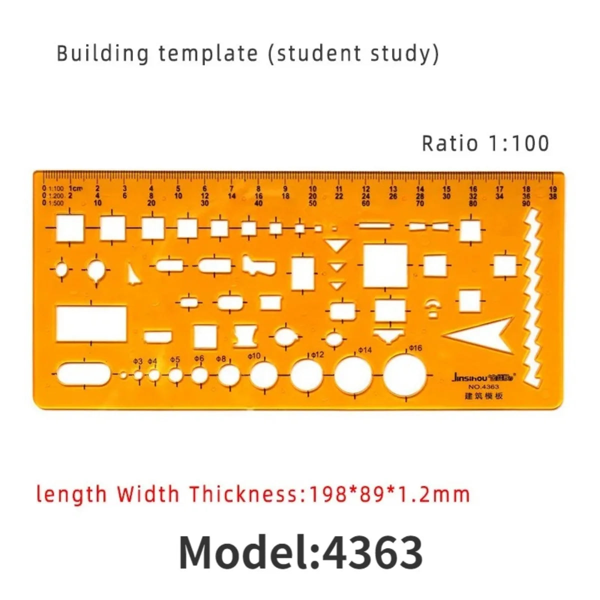 Architectural Drafting Template Set - Round & Oval Shapes, Resin Design Rulers for Furniture and Building Plans, Office Suppl