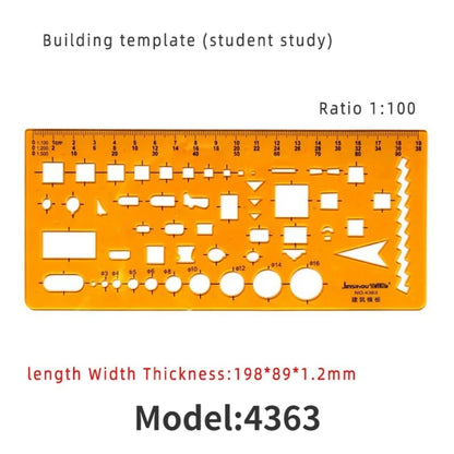 Architectural Drafting Template Set - Round & Oval Shapes, Resin Design Rulers for Furniture and Building Plans, Office Suppl