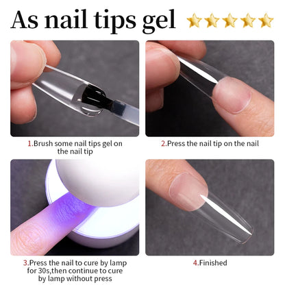 AWStorG 15ML Nail Tips Glue Gel For Falses Nail Tips Fast Extension 3 IN 1 Function Nails Art Transparent Gel Polish Soak Off